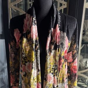 INC International Concepts Floral sweater with metallic sheen.